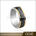 OUXI Fashion jewelry factory price custom 18k gold black ceramic 316 stainless steel man ring